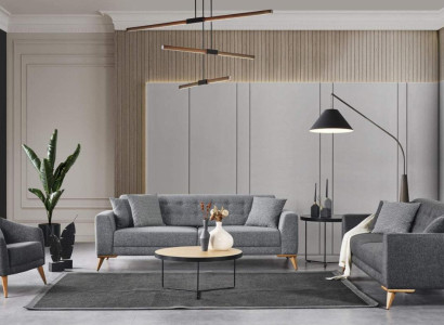 Stylish living room set 3 pieces. Luxury Furniture Gray Modern Design 3+1 Sofa